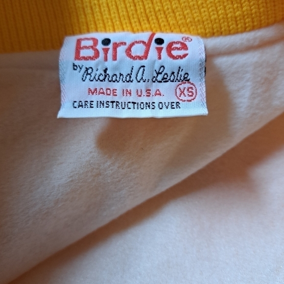 VTG BIRDIE RICHARD A LESLIE satiny jacket bright yellow snap front ladies XS - Picture 7 of 7